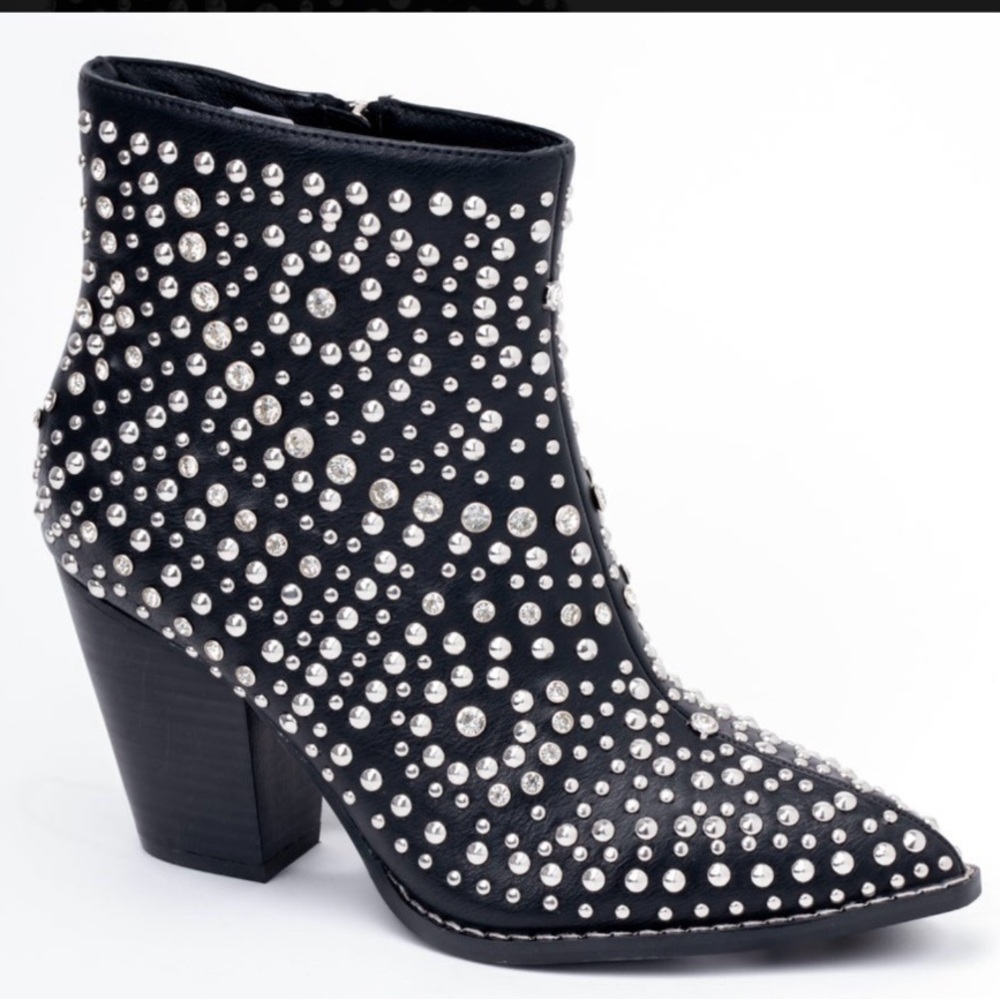 Corky’s Line Dance Studded Black Ankle Booties